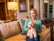 Mrs. Nelson with her puppy Camden