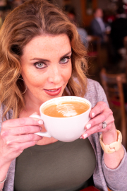 Sally McKay, television personality and baker in a coffee shop