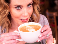 Sally McKay, television personality and baker in a coffee shop