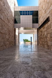Detail of the grounds of Getty Center in LA, designed by architect Richard Meier.