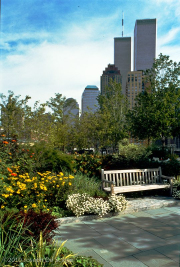 Twin Towers from Wagner Park, New York City, historical