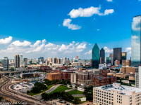 Dallas, Texas skyline showing Dealey Plaza, the site of John F. Kennedy's assasination.