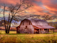 A old wooden barn in a meadow, Northern Alabama