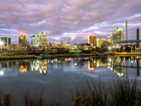 Birmingham skyline, dusk from Rail Road Park