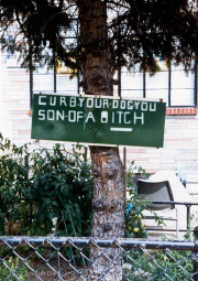 Yard sign, Bensonhurst, Brooklyn, New York, 1983
