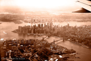New York City skyline from airplane