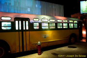 Replica display of a city bus at the Rosa Parks Museum and Library, Montgomery, AL,