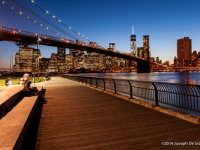 Brooklyn Bridge , the financial district and the World Trade Center