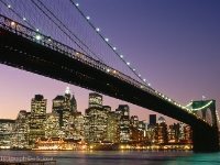 Historic Image, Brooklyn Bridge at dusk 2001, New York City